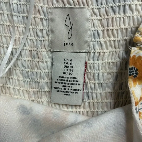 JOIE Floral cotton tiered Maxi Dress yellow & gray boho coastal cowgirl Sz 6 EUC - Picture 9 of 16